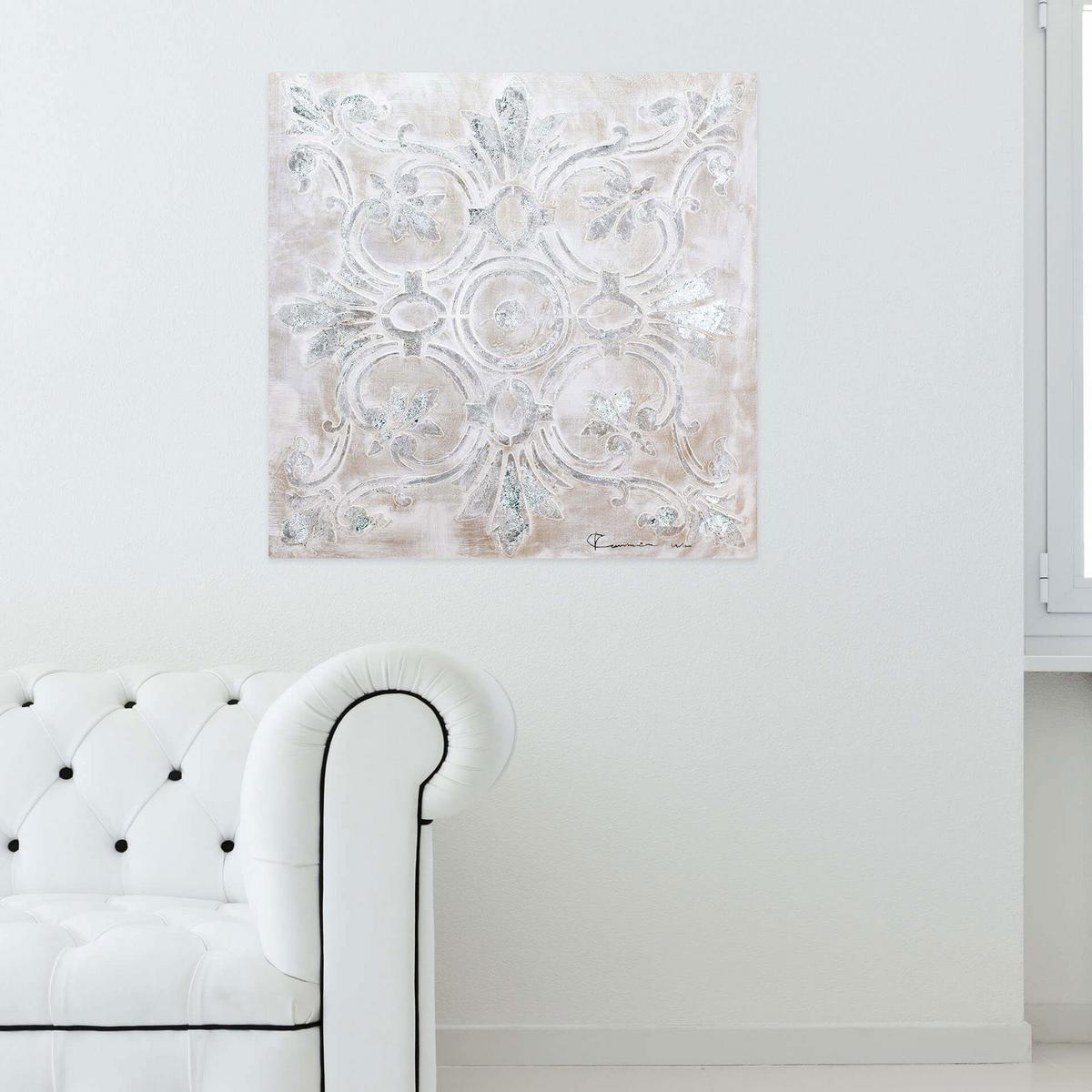 ACRYLBILD HANDGEMALT 80/80 cm - Grau, Holz/Textil (80/80cm) - KUNSTLOFT