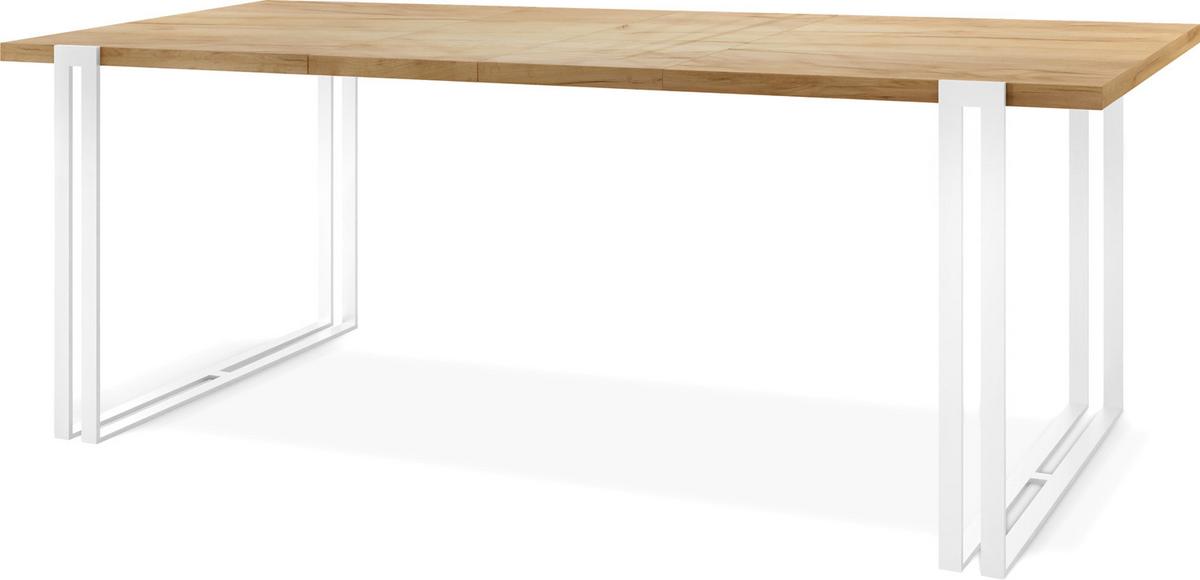 ESSTISCH Lilo rechteckig ausziehbar, Craft Eiche 160-260/90/76 cm - Eiche Wotan/Weiß, Holzwerkstoff/Metall (90/260/76cm) - WFL GROUP
