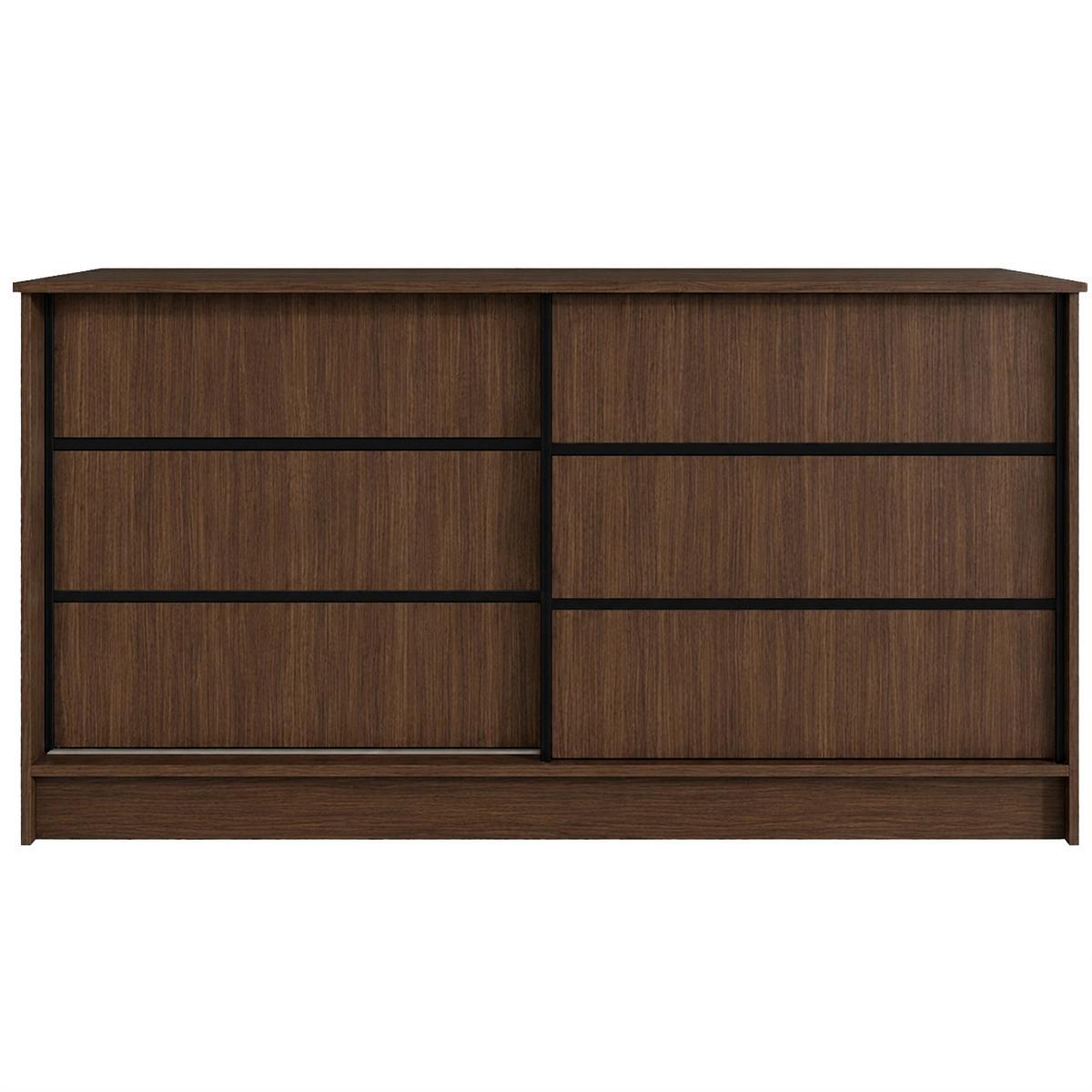KOMMODE Mirela mit 2 Schiebetüren 160 cm, Walnuss+Schwarz - Walnussfarben/Schwarz, Holzwerkstoff (161/85/43.5cm) - Beautysofa