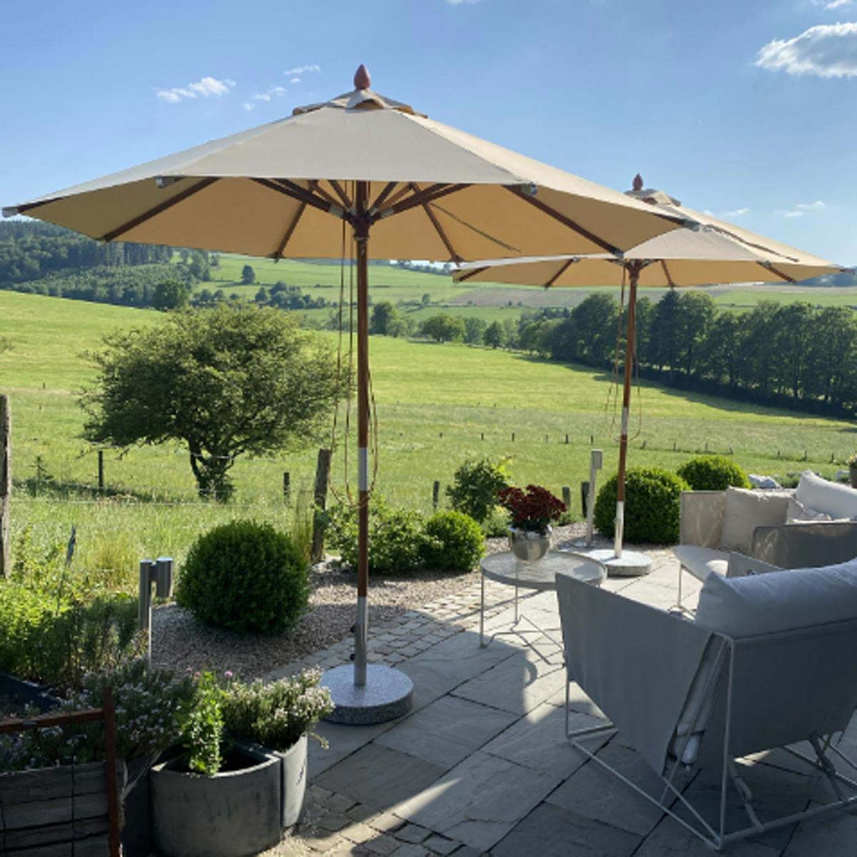 GASTRONOMIE SONNENSCHIRM RUND Cremeweiß - Weiß, Holz (400/400cm) - MCW