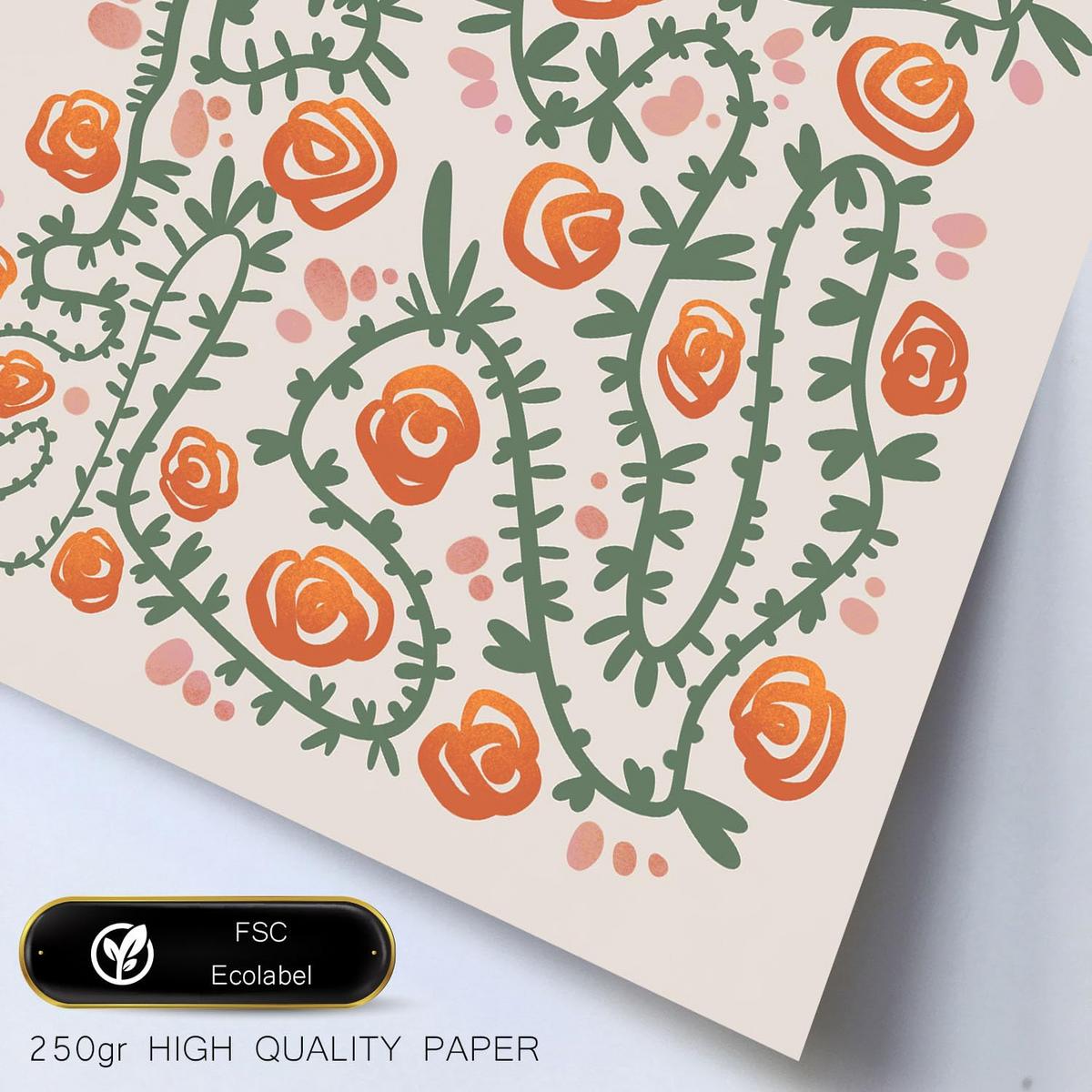 POSTER Set Mit 6 Fustige Blume In Blume Zusammenfassung Ästhetische Dekorative Gemälde Für Ihr Wohnzimmer Zuhause A3 & A4 Schwarzer Rahmen - Schwarz, Papier (29/3cm) - Nacnic