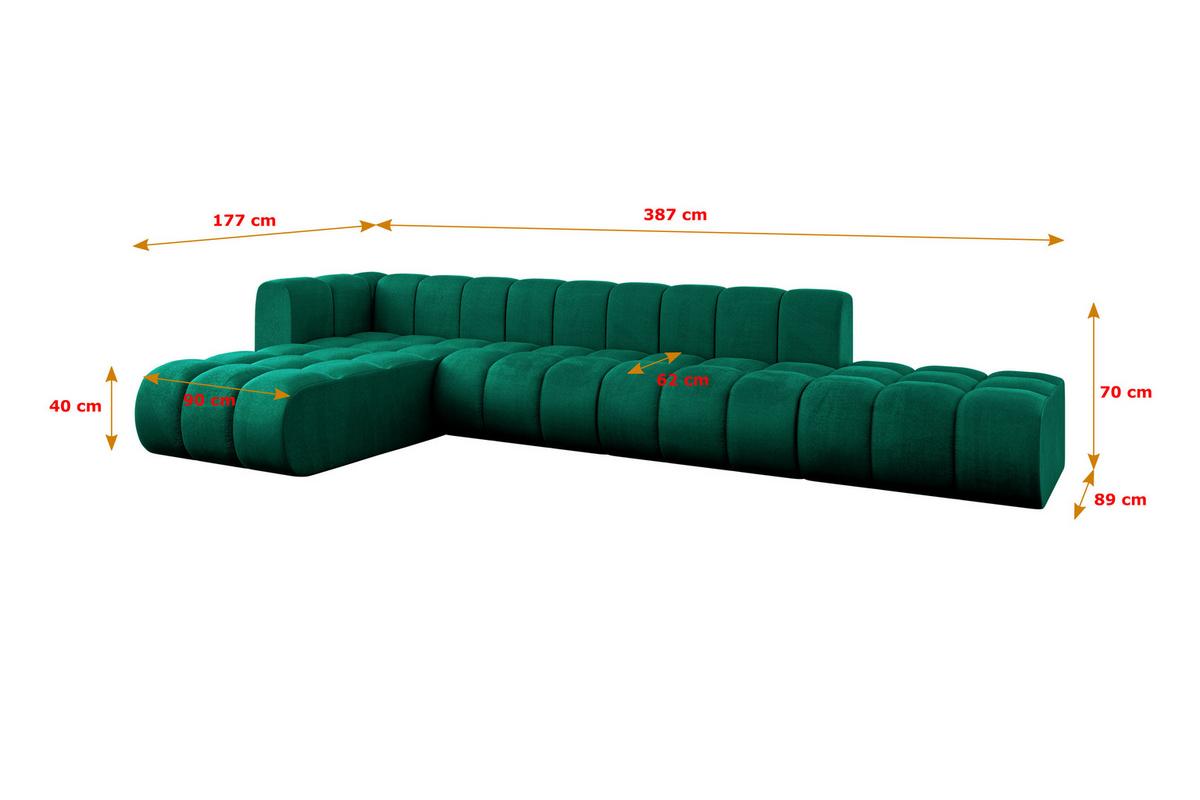 ECKSOFA modulares Sofa Zuvon-L2 - 387x177x70 cm Grün - Dunkelgrün, Holzwerkstoff/Textil (387/177cm) - ALTDECOR