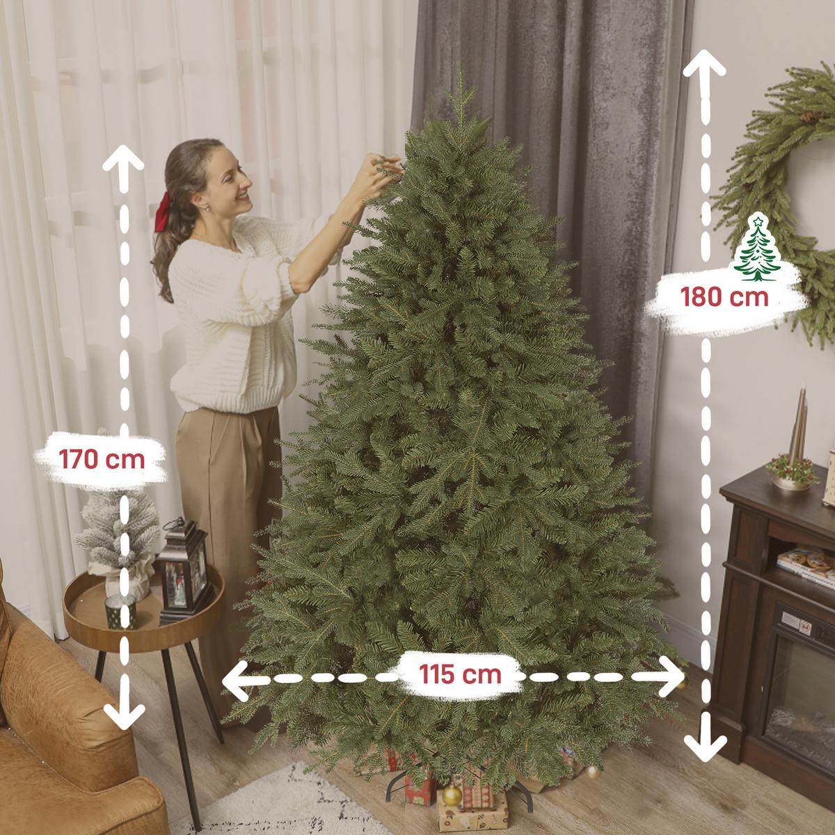 KÜNSTLICHER-WEIHNACHTSBAUM, 180 cm Kiefernbaum künstlich mit 3026 Spitzen - Grün, Kunststoff (180cm) - HOMCOM