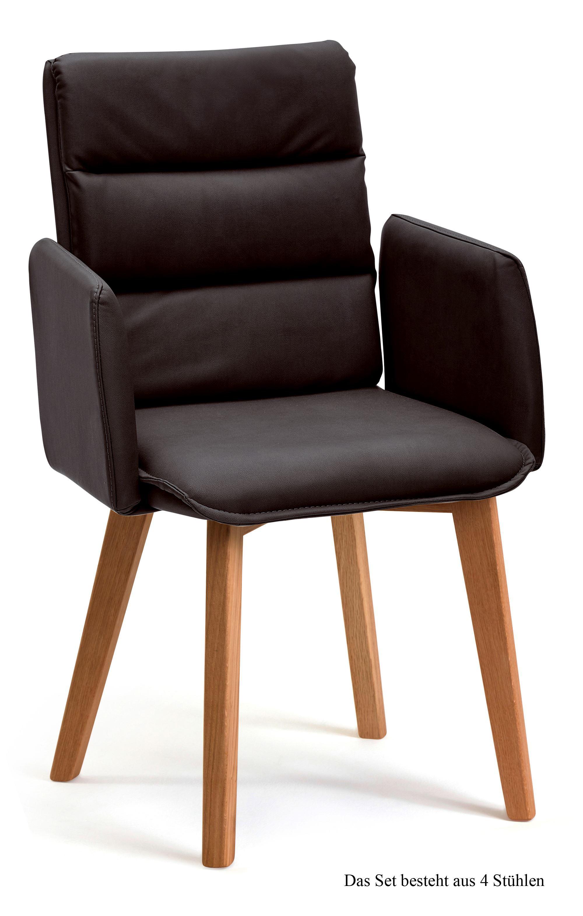 ARMLEHNSTUHL (4er-Set) Daritsa 52x92x60 Eiche geölt/Espresso - Eichefarben/Dunkelbraun, Kunststoff (60/92/52cm) - 58aufmkessel