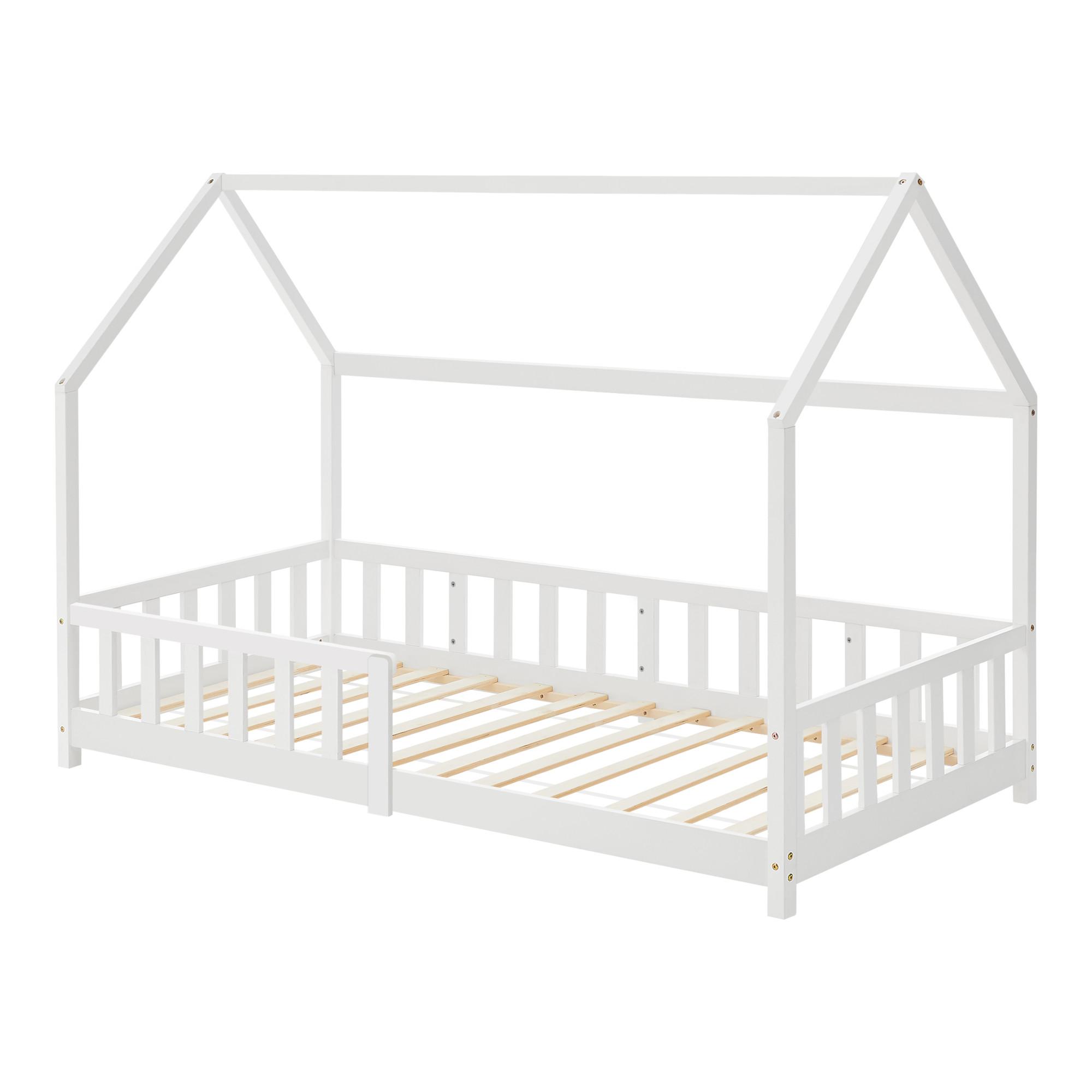 HAUSBETT Hesel - Weiß, Holz (90/200cm) - [en.casa]
