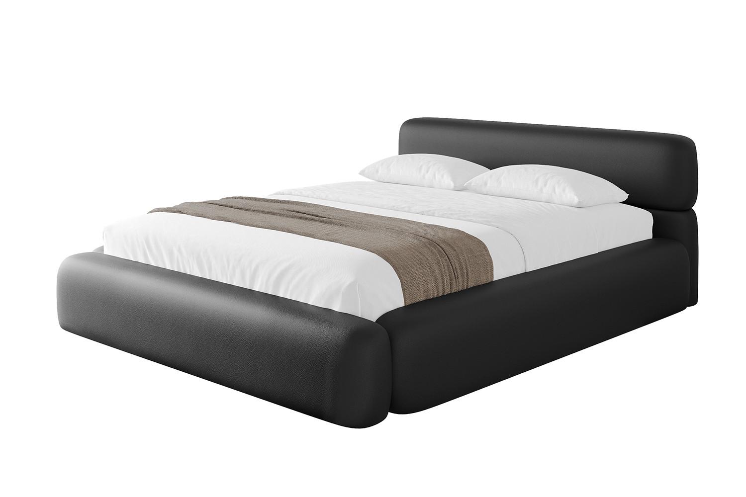 POLSTERBETT mit Bettkasten und Lattenrost, Bett mit Matratze H3/H4 - ENORA-V1 180x200 Schwarz Kunstleder - Schwarz Hochglanz, Holzwerkstoff/Textil (180/200cm) - ALTDECOR