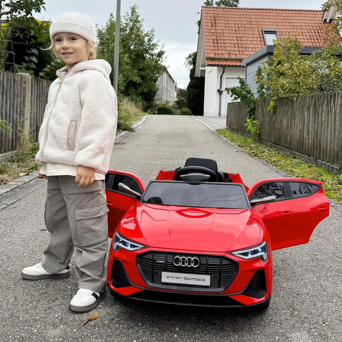 KINDER Elektroauto mit Fernbedienung, Musikfunktion, bis 5 km/h, Rot - Rot, Metall (108/60/47cm) - HOMCOM