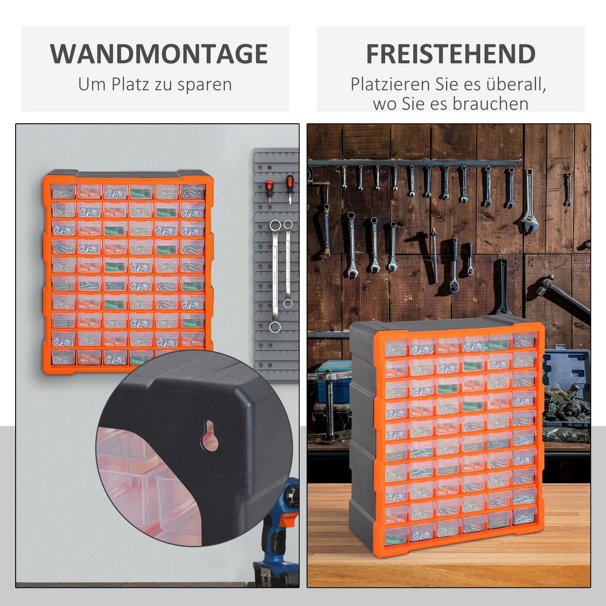 SORTIERKASTEN, Teile Box, Orange - Orange, Kunststoff (16/47.5/38cm) - DURHAND