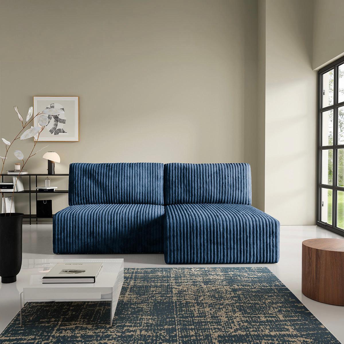 ECKSOFA Angela 3 Sitzplätze Marineblau - Blau, Holz (210/149cm) - Petits-meubles