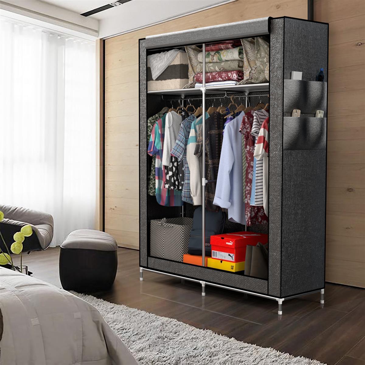 STOFFSCHRANK - Grau, Textil (45/170/108cm) - Intirilife