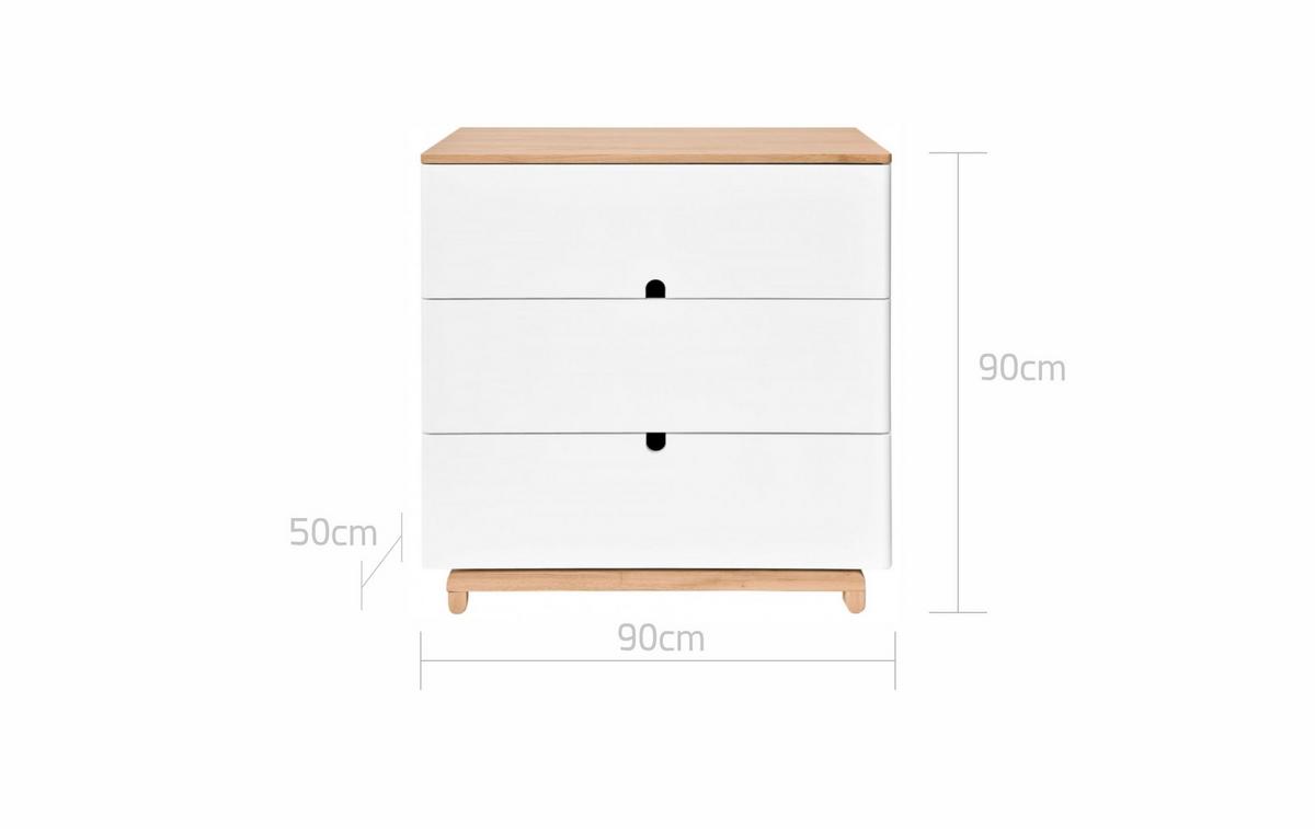 KINDERKOMMODE Nomi – rustikale Eleganz und Funktionalität Weiß - Weiß, Holzwerkstoff (90/90/50cm) - RAUMHIRSCH FURNITURE