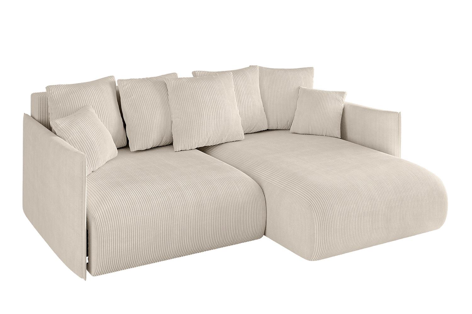 ECKSOFA Ottomane rechts ONESK-L 216x177x72 Beige Cord - Beige, Holzwerkstoff/Kunststoff (177/216cm) - ALTDECOR