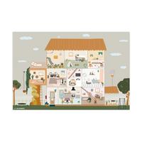KINDERTEPPICH Puppenhaus - Kinder - Möbel - Design - Braun Spielmatte 105x70 cm - Hellgrau, Kunststoff (105/0.3cm) - OnlyWow
