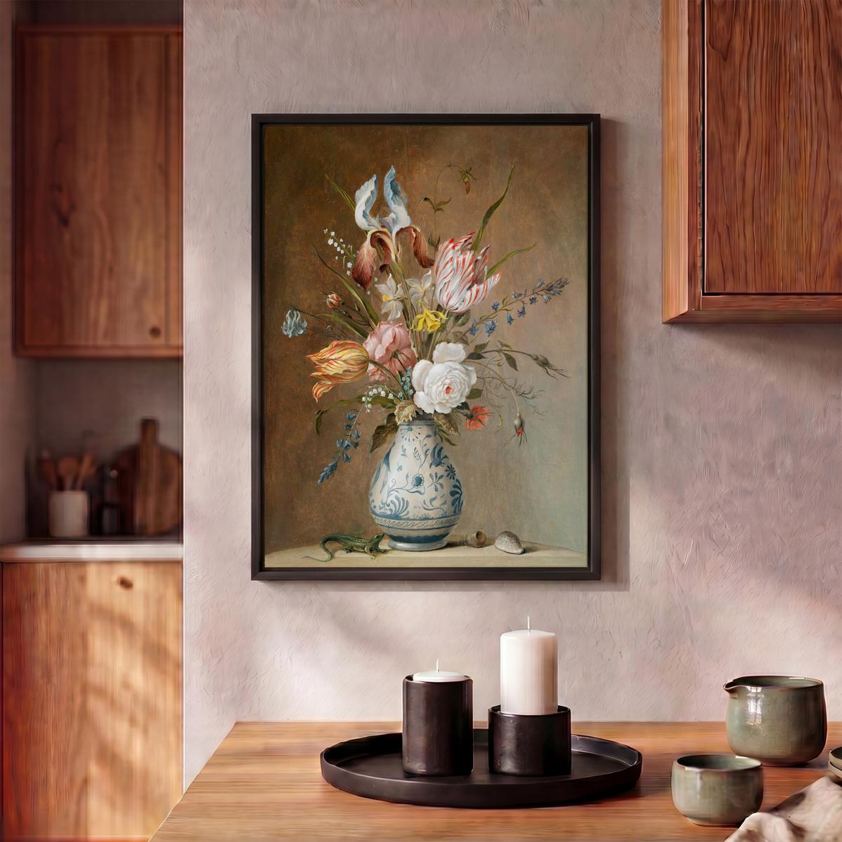 LEINWAND Bilder mit Rahmen - Alte Meister - Blumen - Balthasar van der Ast - 30x40 - Hellbraun, Textil (30/40cm) - MuchoWow