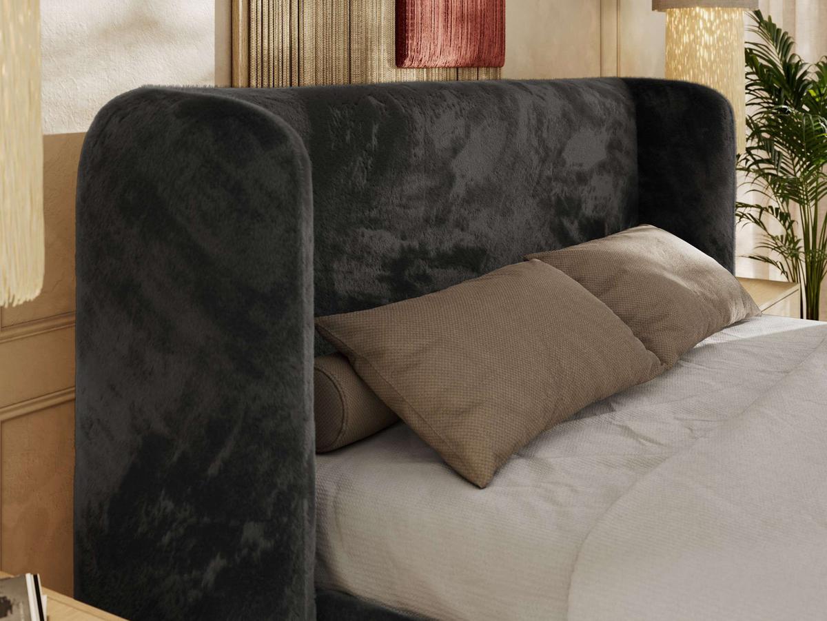POLSTERBETT EMORA CLASSIC 160/200 - Dunkelgrau Plüsch - Multipocket-Matratze - Dunkelgrau, Textil (160/200cm) - MKS