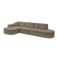 ECKSOFA Ottomane Links MARI-L2 - 328x171x79 cm Dunkelbraun Velours - Dunkelbraun/Schwarz, Holzwerkstoff/Kunststoff (328/171cm) - ALTDECOR