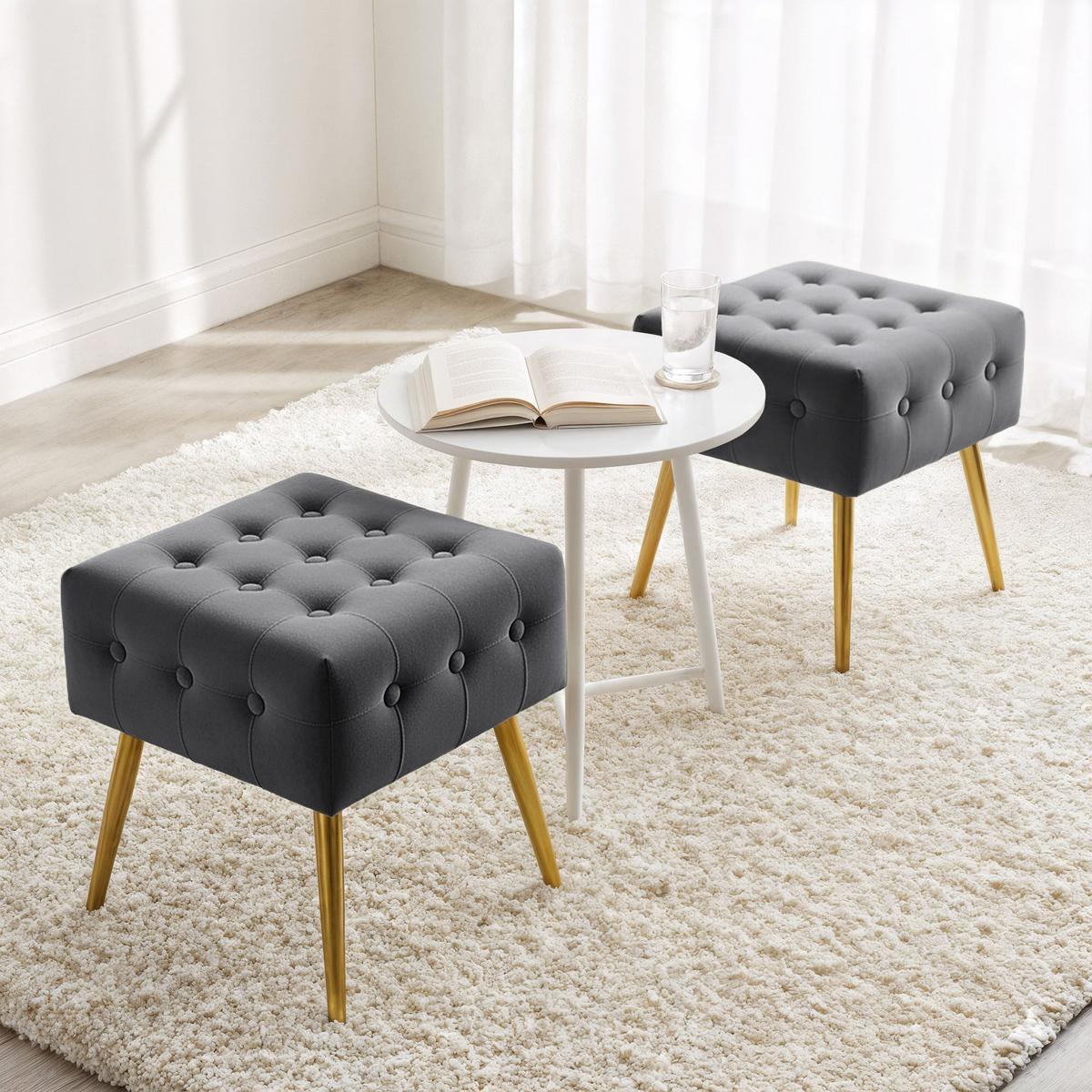 POLSTERBANK mit Samt - Optik Graphit 40/42/40 - Graphitfarben, Textil (40/42/40cm) - RAUMHIRSCH FURNITURE