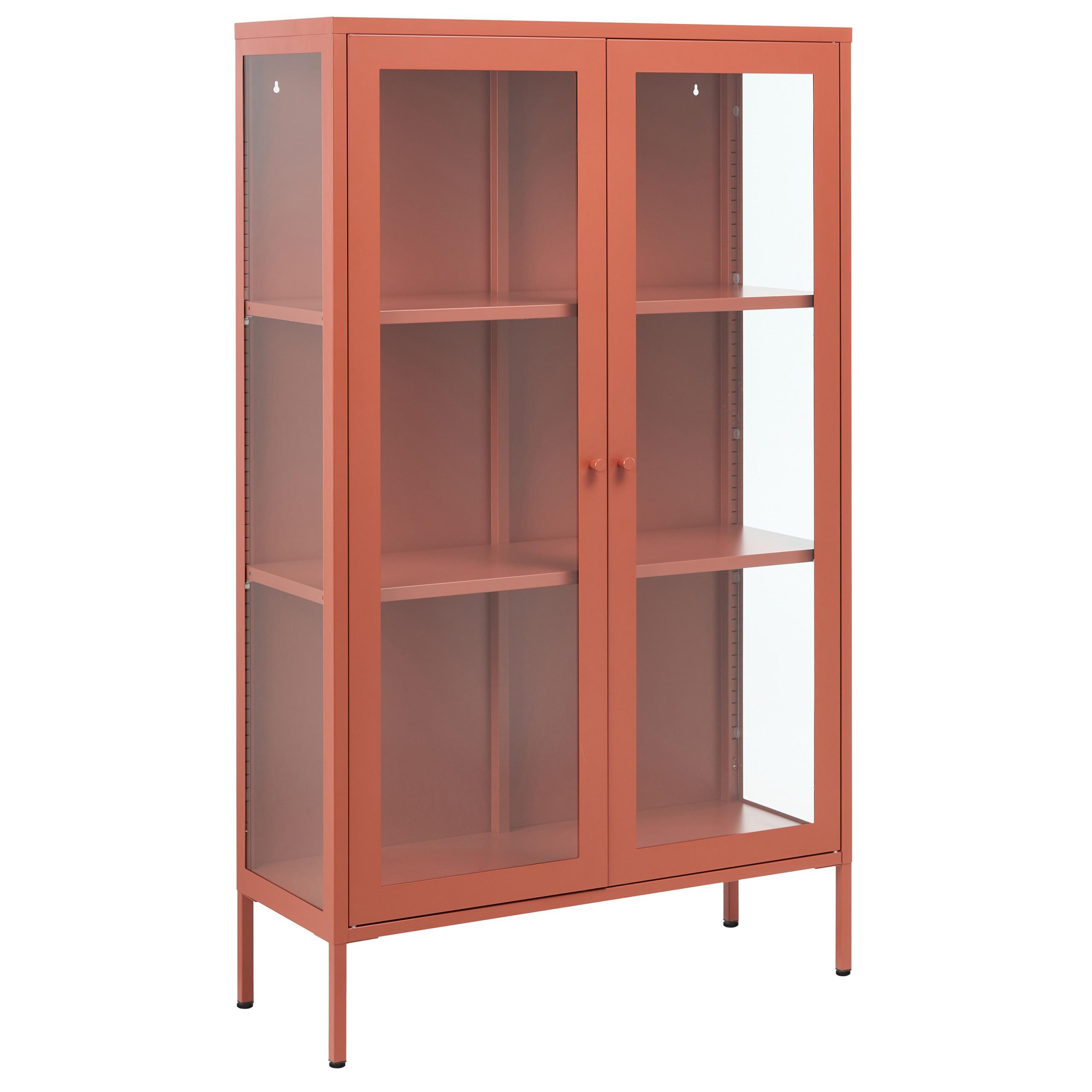 VITRINE mit Glastüren Metall 90 cm Goldbraun Nash - Goldfarben/Braun, Metall (90/150/35cm) - Beliani