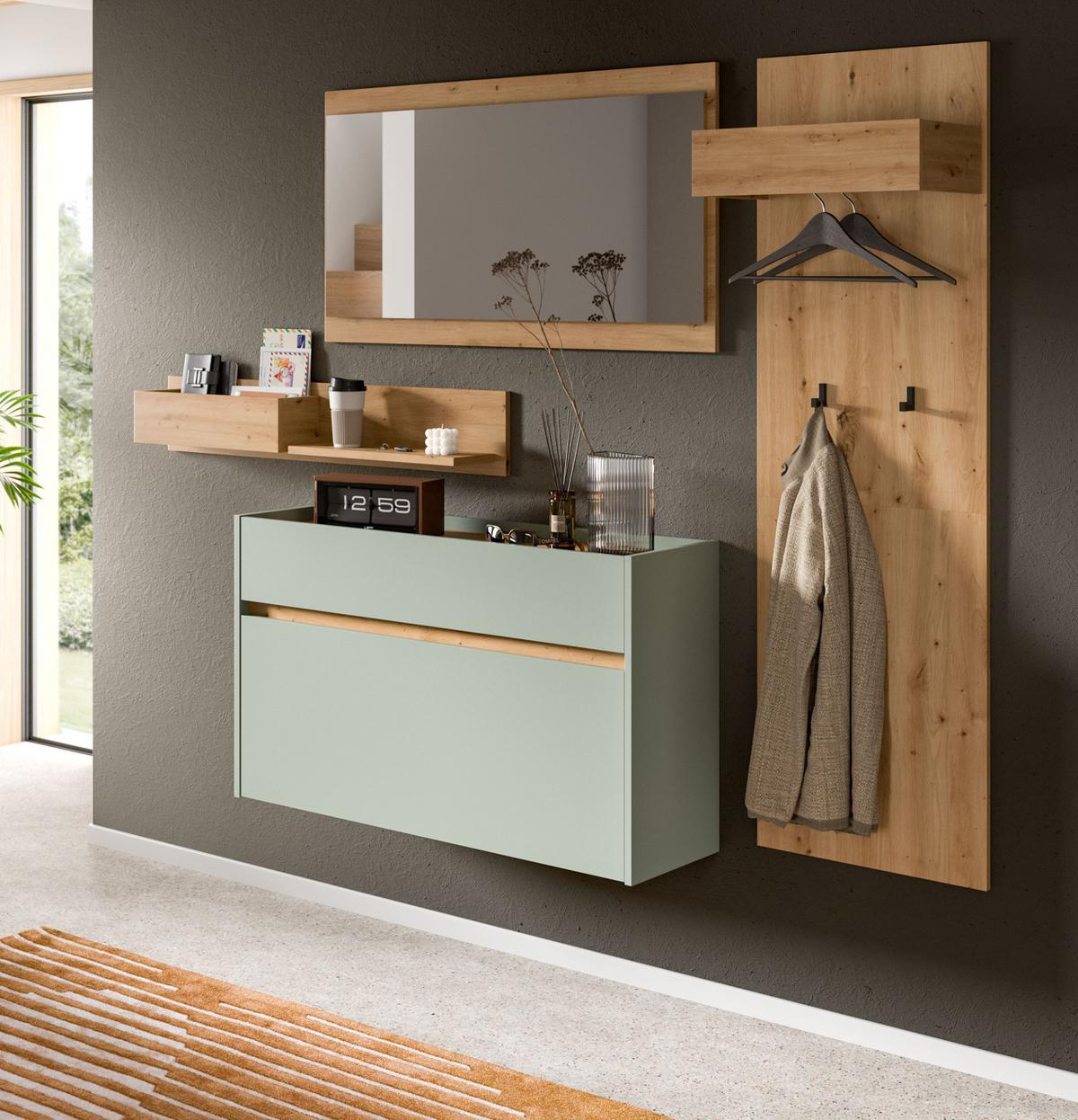GARDEROBENPANEEL Eiche Artisan, Flur Wandgarderobe 50 x 160 cm - Eiche Artisan, Holzwerkstoff (50/160/27cm) - Inn.Furn
