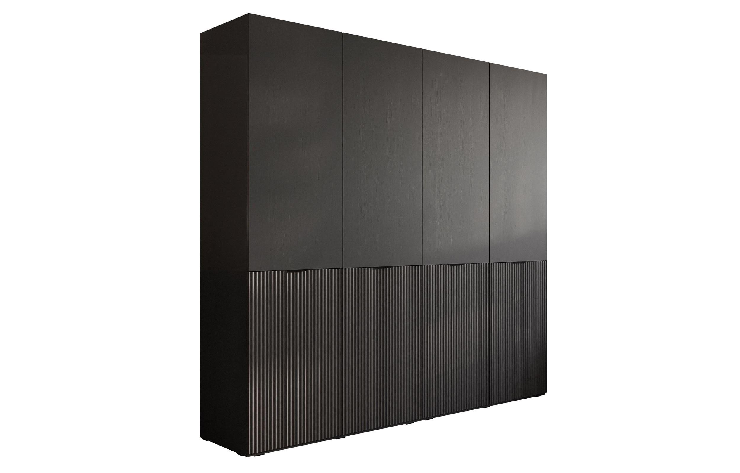 KLEIDERSCHRANK SANDBOX MODERN 200 202/49/200 cm Schwarzgrau / Schwarzgrau ohne LED ohne Zusatzböden - Schwarz, Holzwerkstoff/Kunststoff (202/200/49cm) - Lookway