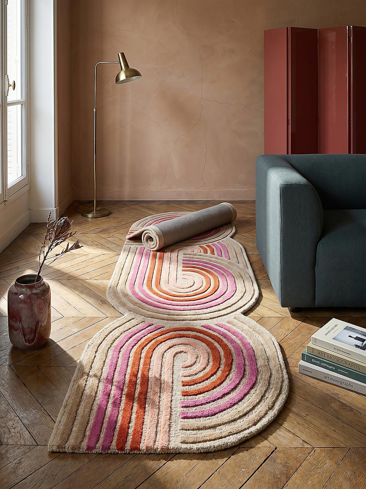WOLLTEPPICH SOAR, abstrakt, Rosa, 80 x 300 cm - Rosa, Textil (300/80cm) - KADIMA DESIGN