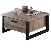 COUCHTISCH Eiche Tabak, schwarz 80 x 80 cm quadratisch, Beistelltisch mit 2x Schubkasten - Eichefarben/Schwarz, Holzwerkstoff/Kunststoff (80/80/45cm) - Top.Furn