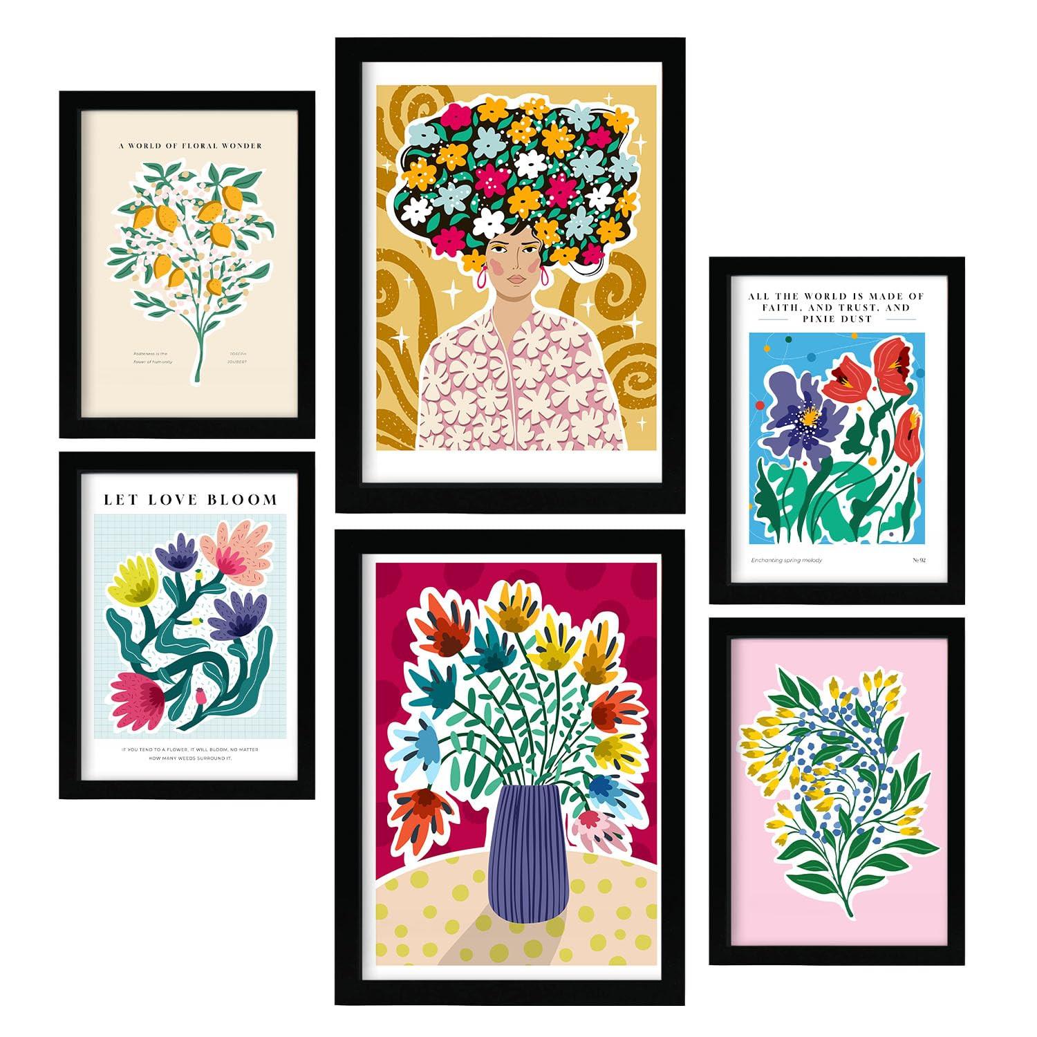 POSTER Set Mit 6 Beeindruckendes Zusammenfassung A3 & A4 Schwarzer Rahmen - Schwarz, Papier (29/3cm) - Nacnic