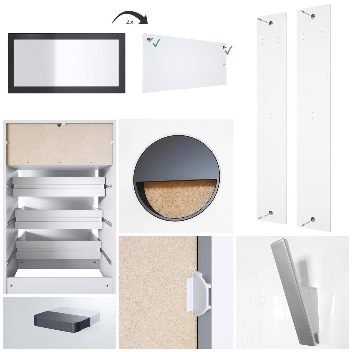 GARDEROBE Pino Grau Hochglanz - Grau, Holzwerkstoff (135/190/36cm) - Vladon