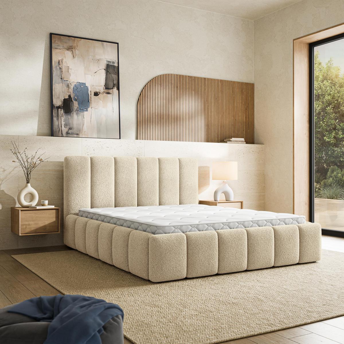 POLSTERBETT RANIS 160x200 cm mit Bettkästen - Creme - Creme, Holz/Textil (160/200cm) - MASSENO