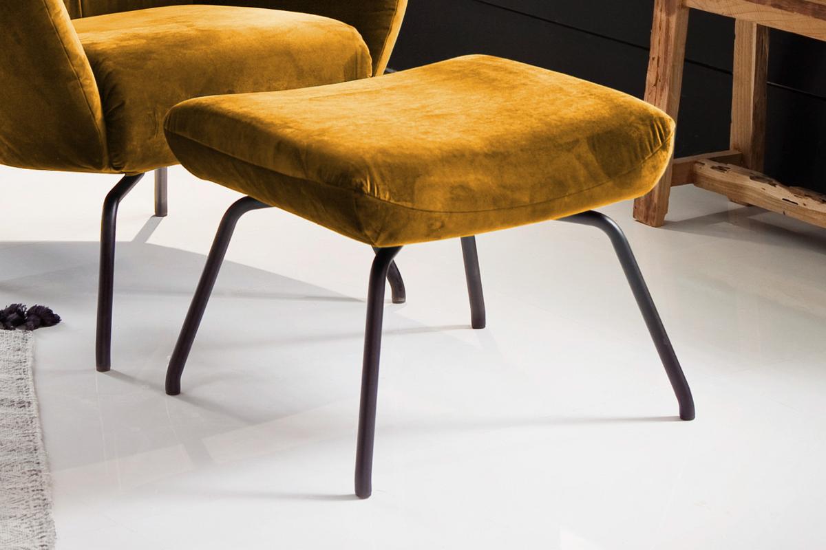 HOCKER LOTTE Gelb Velvet - Currygelb, Textil/Metall (57/44/52cm) - KAWOLA