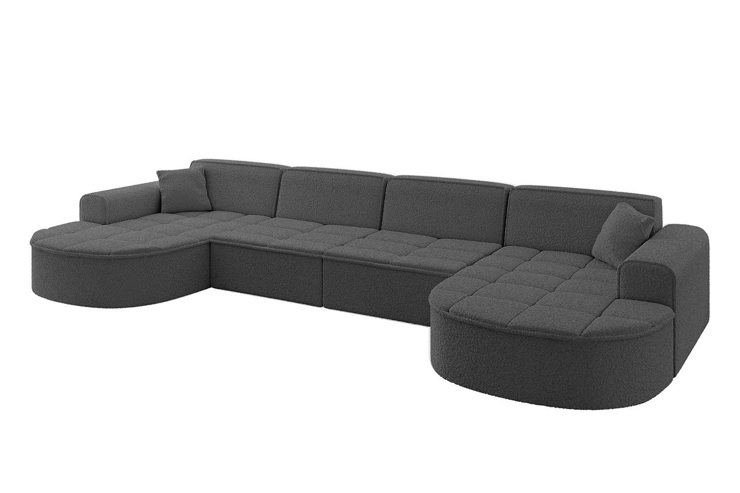 WOHNLANDSCHAFT TARO-U2 - 388x171x79,5 cm Grau - Grau, Holzwerkstoff/Textil (388/79.5/171cm) - ALTDECOR