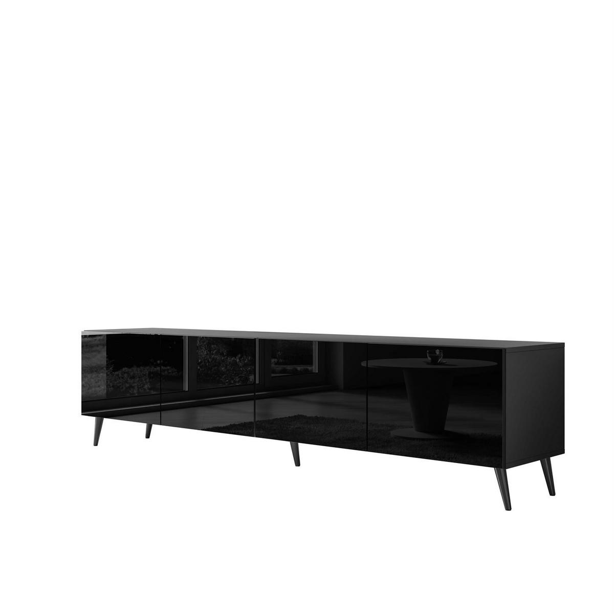 TV-ELEMENT AURA 200 Schwarz Hochglanz – Beinfarbe: Schwarz - Schwarz, Holzwerkstoff (200/49/40cm) - Lookway