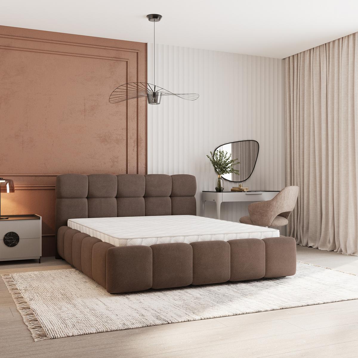 POLSTERBETT FARU SR 120x200 cm mit Bettkästen - Braun - Braun, Holz (120/200cm) - MASSENO