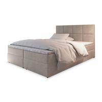 BOXBETT LENA 200x200 cm mit Matratze und Topper, H2+H3 - Beige - Beige, Holz (200/200cm) - MASSENO