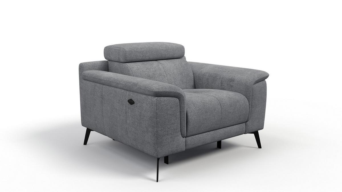 SESSEL FIERO mit Relaxfunktion, grau - Schwarz/Grau, Holzwerkstoff/Textil (114/82/103cm) - Wozimo