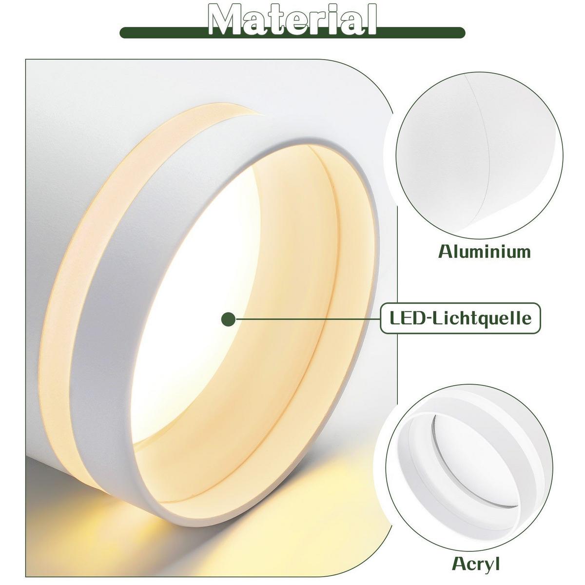 AUFBAULEUCHTE Achim II 8.5/8.5/9.5cm - Weiß, Metall (8.5/8.5/9.5cm) - Nettlife