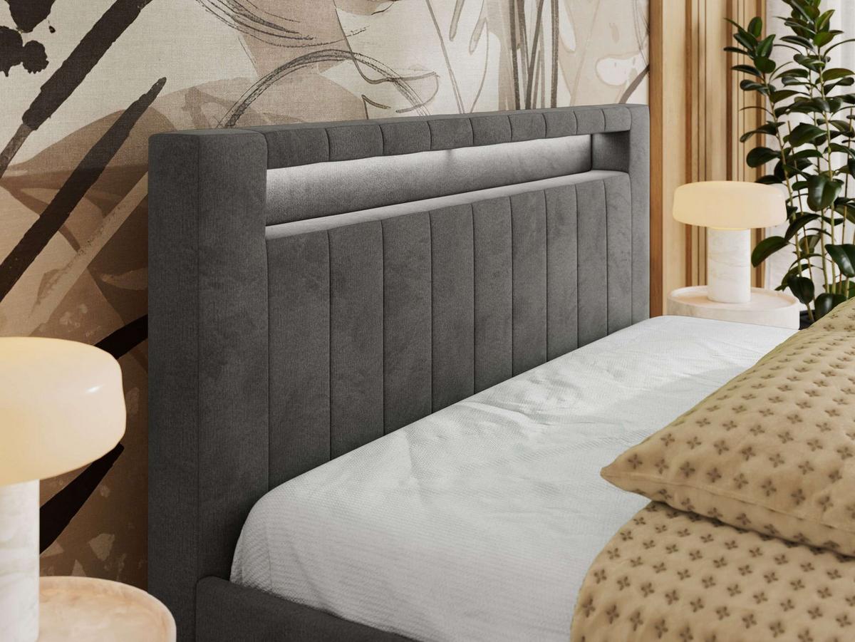 POLSTERBETT GOLD 5 CLASSIC 140/200 - Dunkelgrau Velvet - Multipocket-Matratze - Dunkelgrau, Textil (140/200cm) - MKS