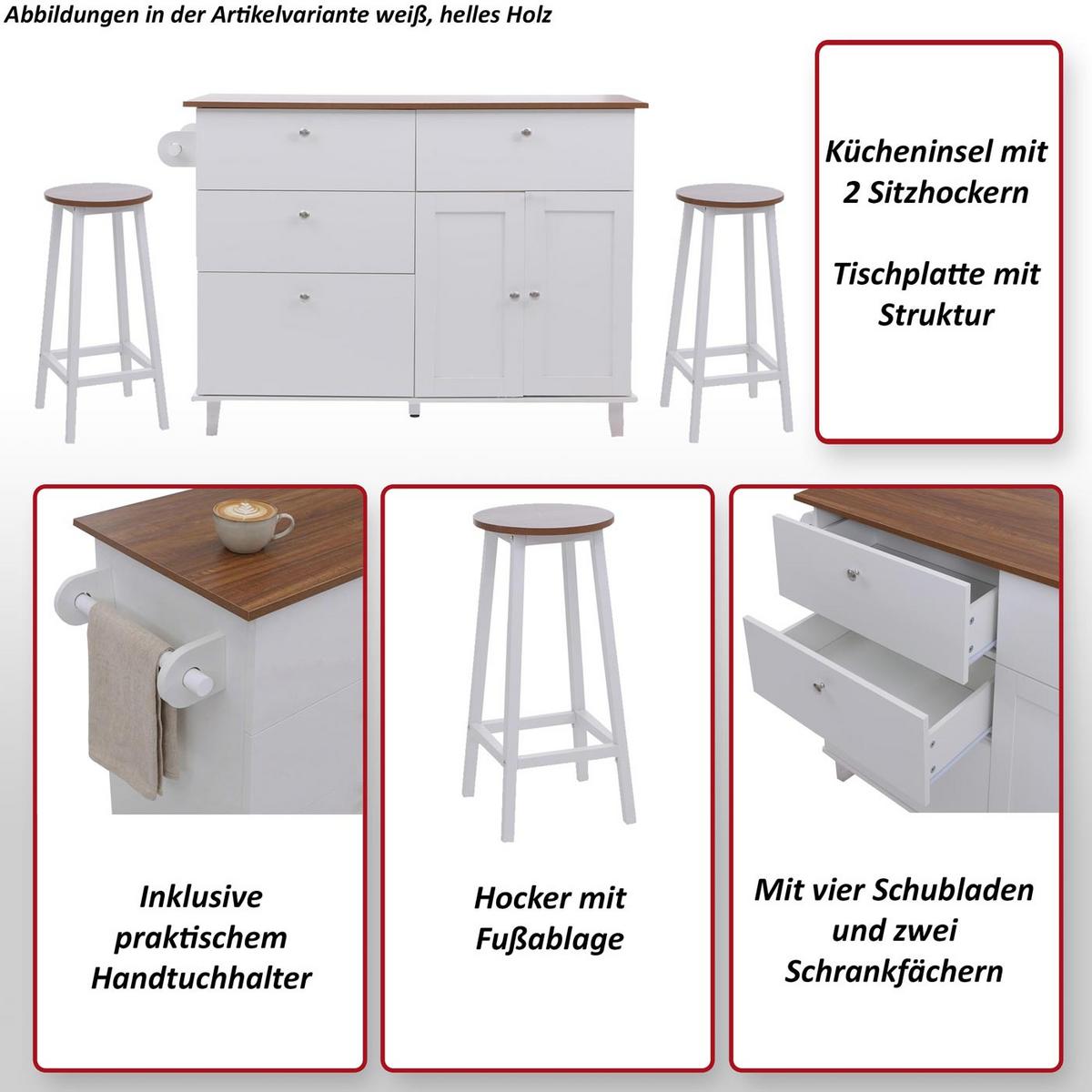 KÜCHENINSEL Weiß, Beige - Beige/Weiß, Holz (131/90/47cm) - MCW