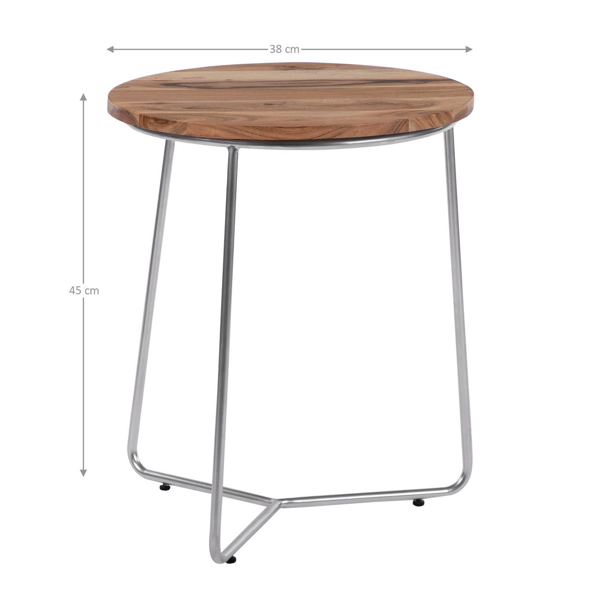 BEISTELLTISCH 2er Set Ø43x52 cm/Ø38x45 cm Natur-Silber aus Mangoholz - Naturfarben, Holz (52/43/52cm) - WOMO-DESIGN