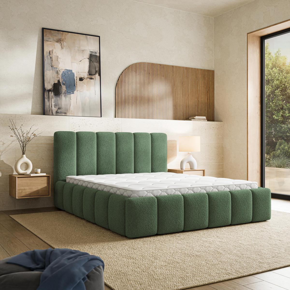 POLSTERBETT RANIS 120x200 cm mit Bettkästen - Grün - Grün, Holz/Textil (120/200cm) - MASSENO