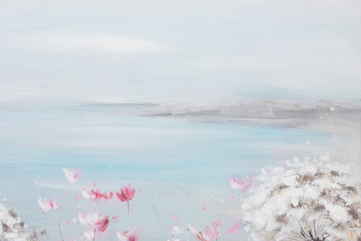 ACRYLBILD HANDGEMALT 80/80 cm - Blau/Pink, Holz/Textil (80/80cm) - KUNSTLOFT