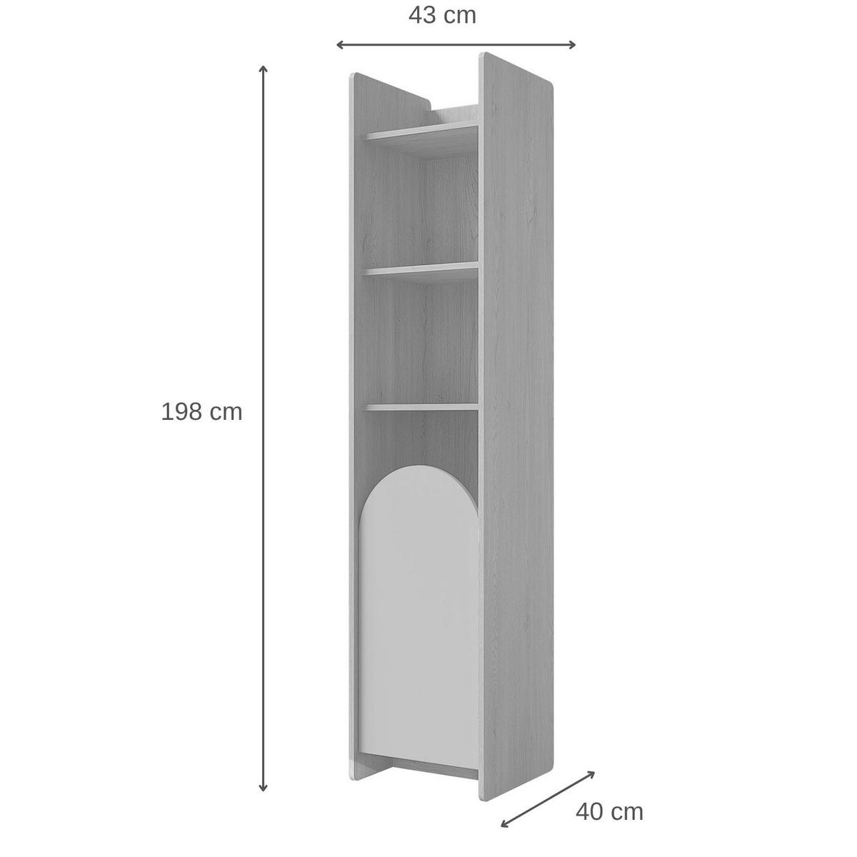 BÜCHERREGAL Lena mit Tür und offenen Fächern, 43 cm, für Jugendliche, Eiche Cremona/Macadamia/Puderrosa, Rechts - Eichefarben/Beige, Holzwerkstoff (43/198/40cm) - Beautysofa