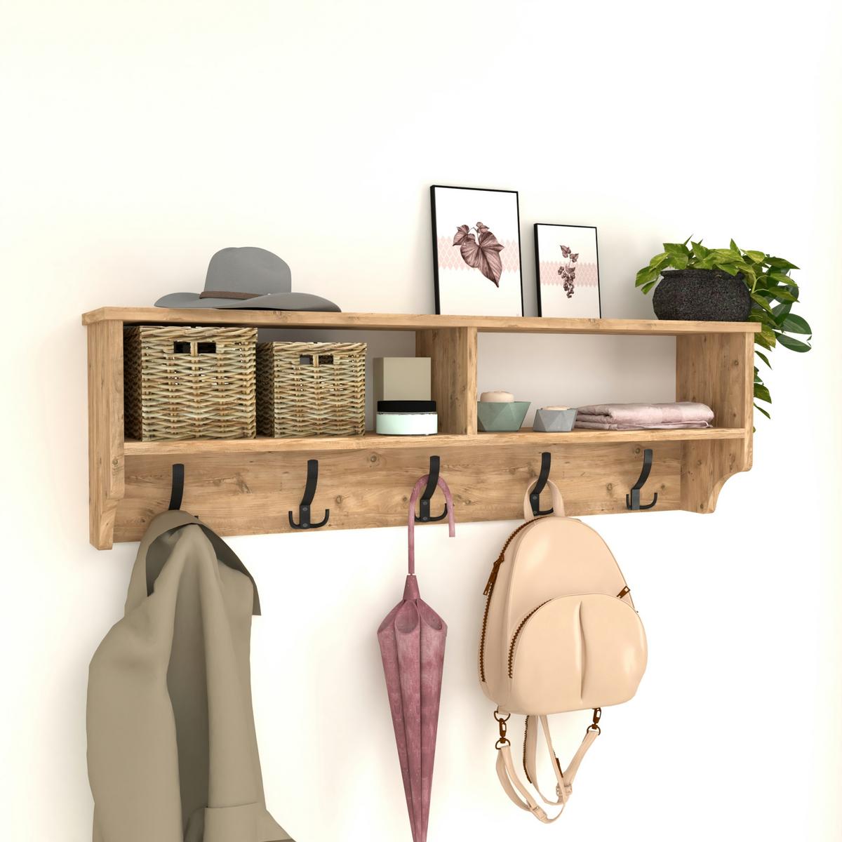 WANDGARDEROBE Åstorp - Eichefarben, Holzwerkstoff (120/37/22cm) - [en.casa]