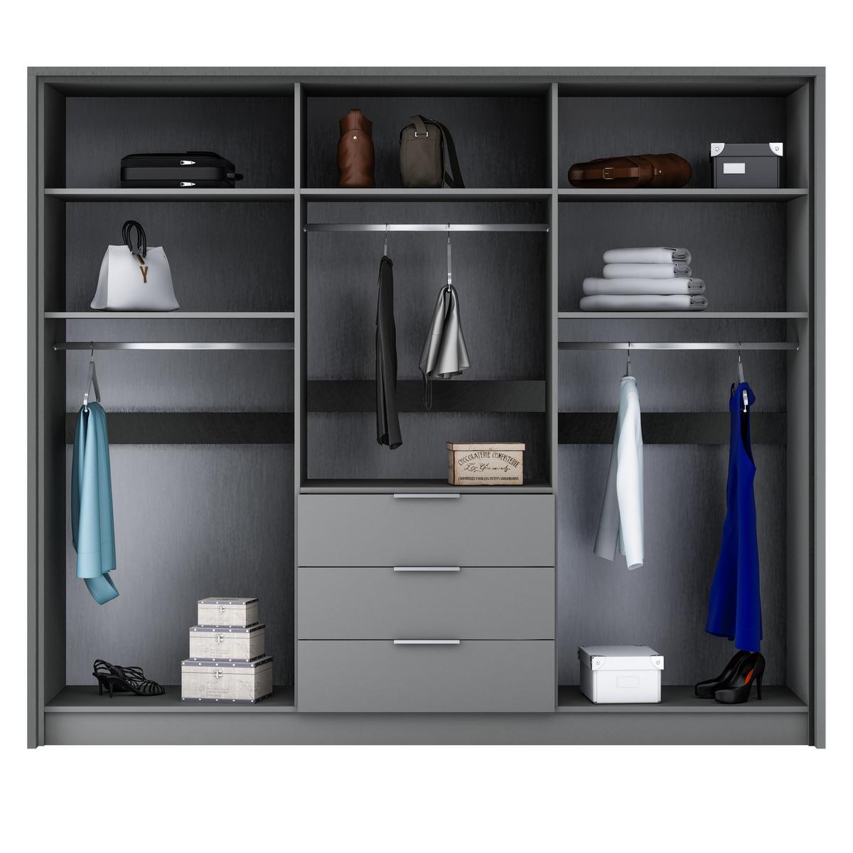 DREHTÜRENSCHRANK SHACO 255/217/65 cm 6-türig Graphitfarben - Graphitfarben, Holzwerkstoff (255/217/65cm) - MASSENO