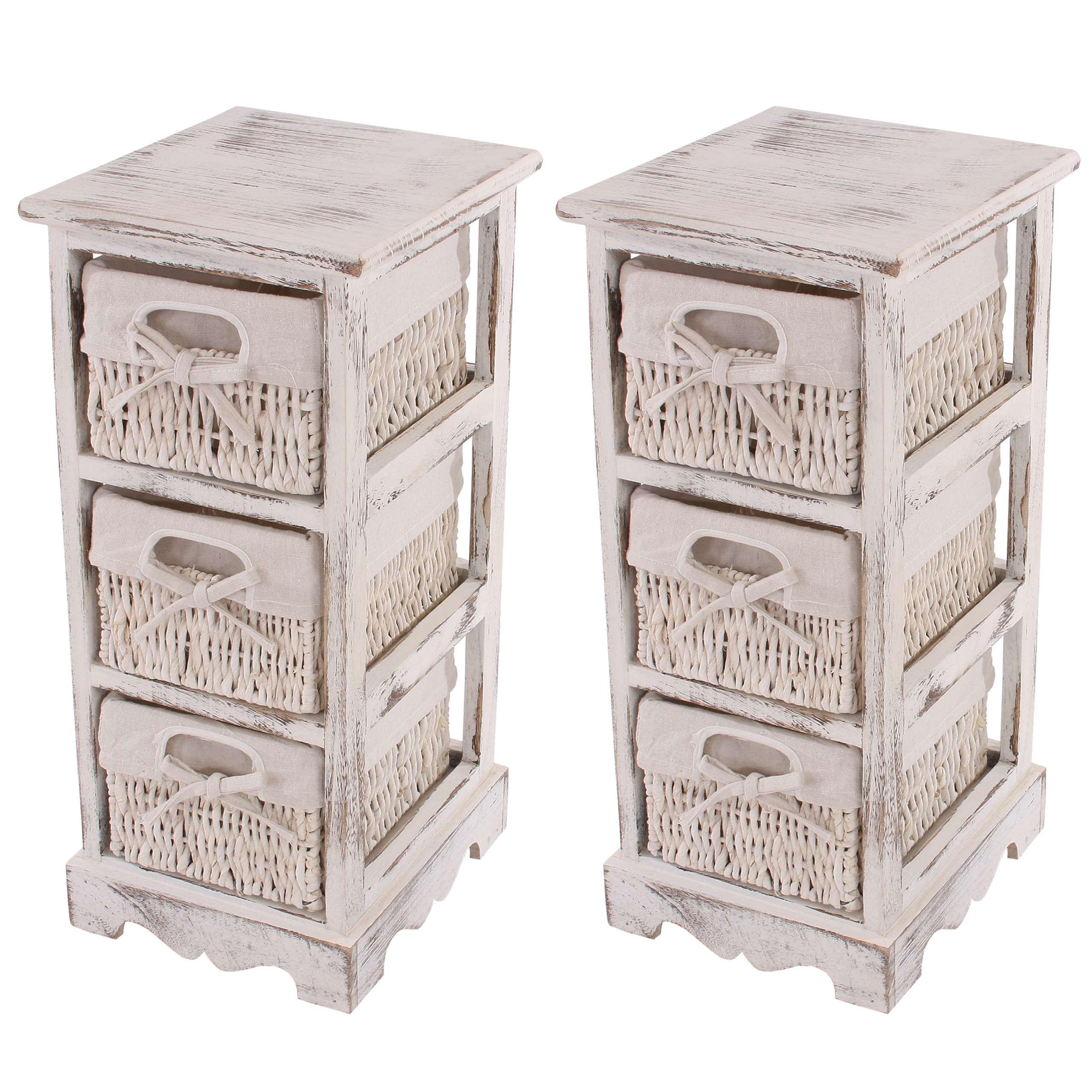 KOMMODE MIT 3 KORBSCHUBLADEN 2ER-SET Weiß - Weiß, Holz (25/58/28cm) - MCW