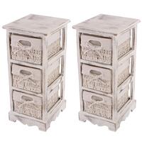 KOMMODE MIT 3 KORBSCHUBLADEN 2ER-SET Weiß - Weiß, Holz (25/58/28cm) - MCW