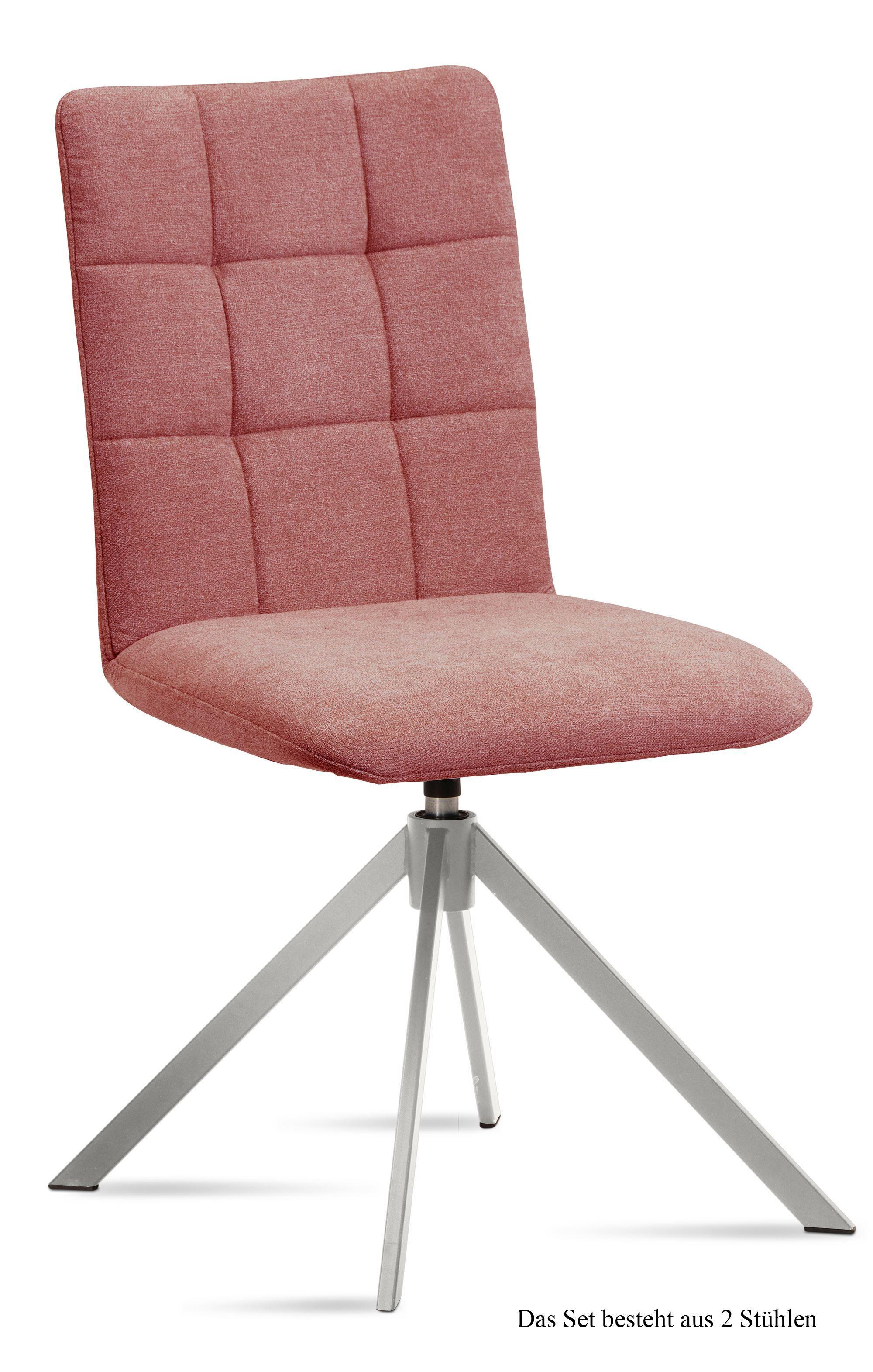 ESSZIMMERSTUHL drehbar (2er-Set) Drucie 47x91x60 Edelstahl/Rosewood - Edelstahlfarben/Dunkelrosa, Kunststoff (60/91/47cm) - 58aufmkessel