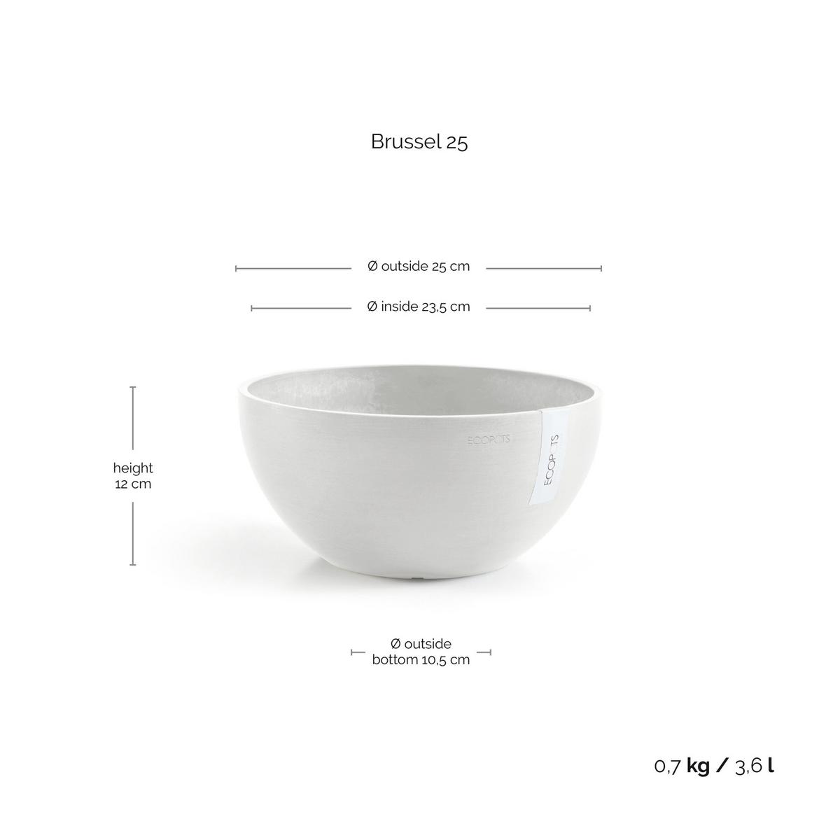 BLUMENTOPF Brussels 25/12 cm Weiß - Weiß, Kunststoff (25/12cm) - Ecopots