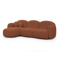 ECKSOFA Nuvola mit abgerundetem Design Terrakotta Bouclé-Stoff - Ottomane Links - Terracotta/Schwarz, Holz/Kunststoff (268/146cm) - S-Style Möbel