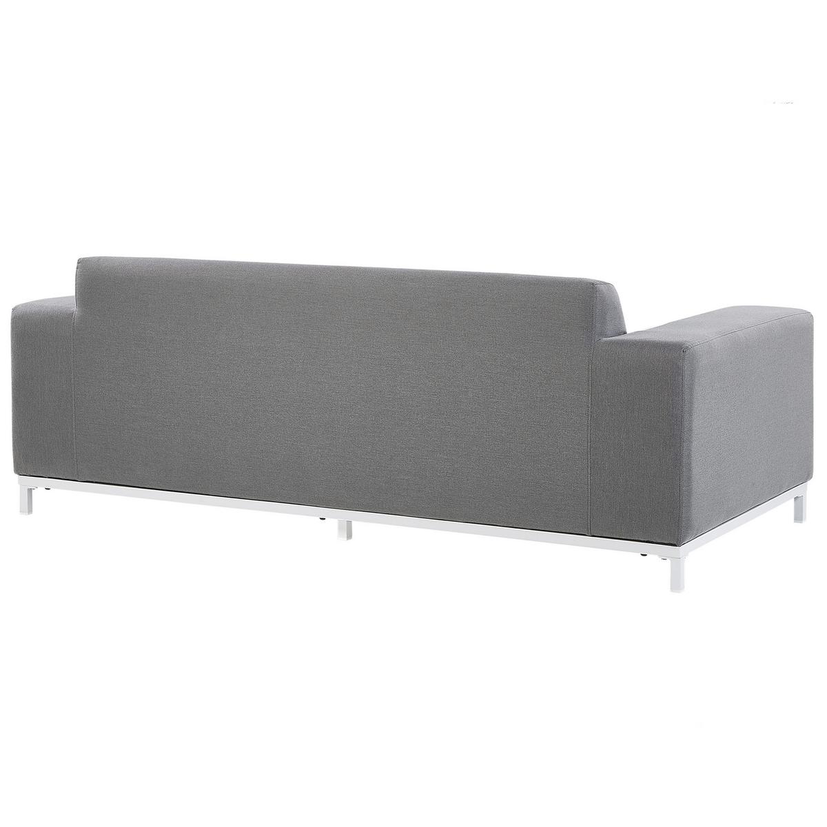 GARTENSOFA 3-Sitzer grau/weisses Gestell Rovigo - Weiß/Grau, Textil (182/66/84cm) - Beliani